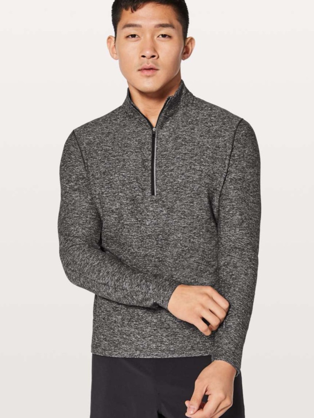 Lululemon Men’s Surge Warm 1/2 Zip Long Sleeve Workout Top Heathered Black XL